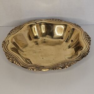 Vintage Brass Candy Nut Dish 7.5" Diameter 1.25" Tall Made In USA READ